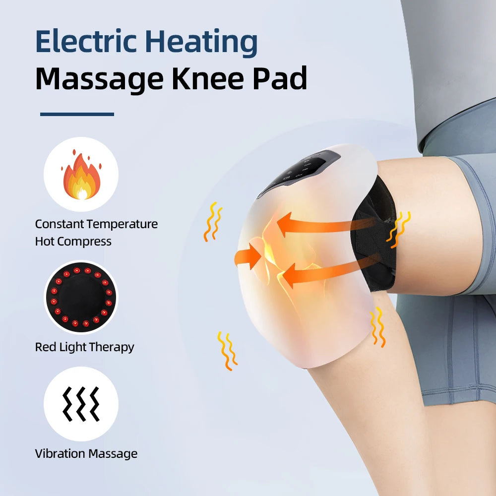 Electric Knee Massager Hot compress Knee Pad Massager Red Light Vibration,3 Level Heating,Airbag Wrapping,LCD Display Screen