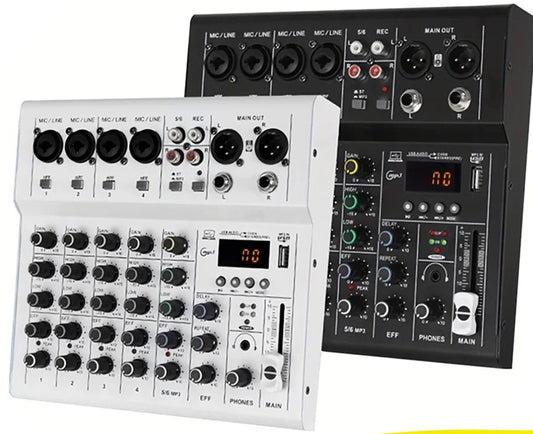 AM6 6 Channel Professional Audio Mixer Console with USB Recording and 48V Phantom Power