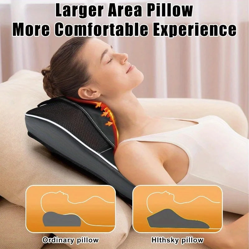Electric Shiatsu Massage Pillow Neck Airbag Traction Body Massager Car with Heating and Vibration Function