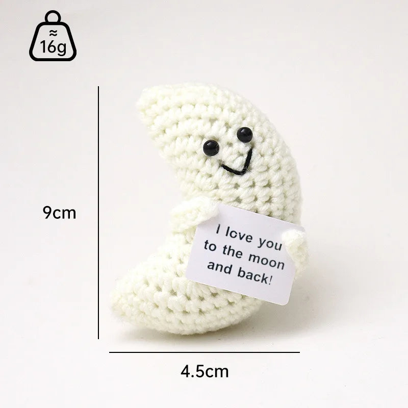 3 Pcs Positive Crochet Hedgehog Doll with Affirmation Card Home Room Decoration Funny Handmade Plush Doll Ornaments Christmas Gifts