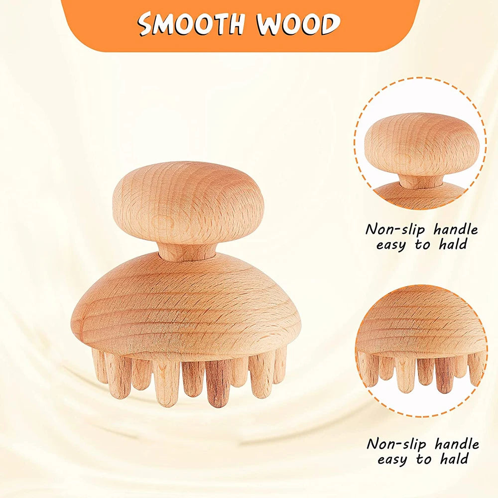 3Pcs Wood Therapy Massage Tools Maderoterapia Kit Wooden Gua Sha Tool Wood Roller Massage Tool Mushroom Massager Anti Cellulite