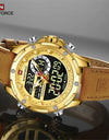 Men Casual Sports Chronograph Alarm Quartz Wrist Watch Leather Waterproof Clock