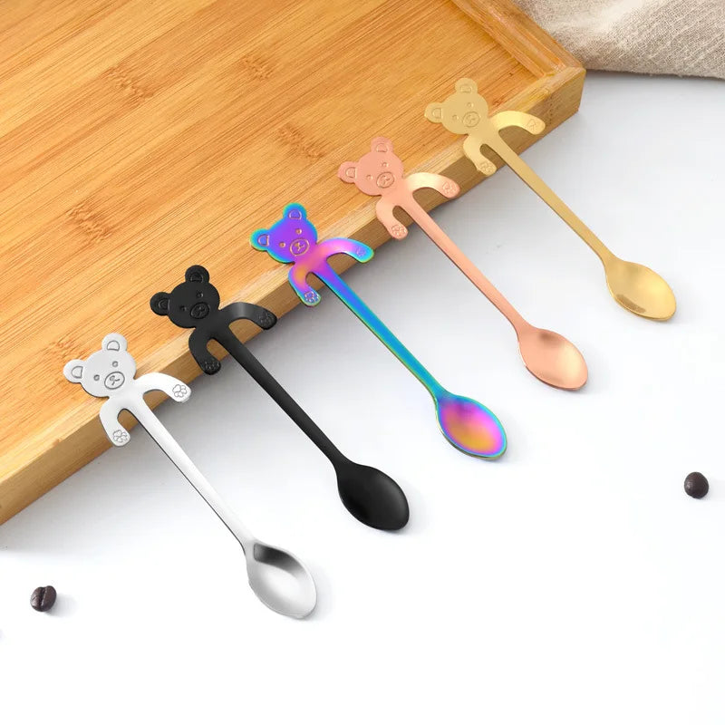 304 Stainless Steel Coffee Spoon Lovely Cute Cat Shape Teaspoon Dessert Snack Scoop Ice Cream Mini Spoons Kitchen ToolsTableware