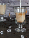 Double Wall Glass Irish Coffee Mug Bubble Tea Milkshake Cup Ice Cream Cup with Handle Milk Fruit Juice Glass Cup