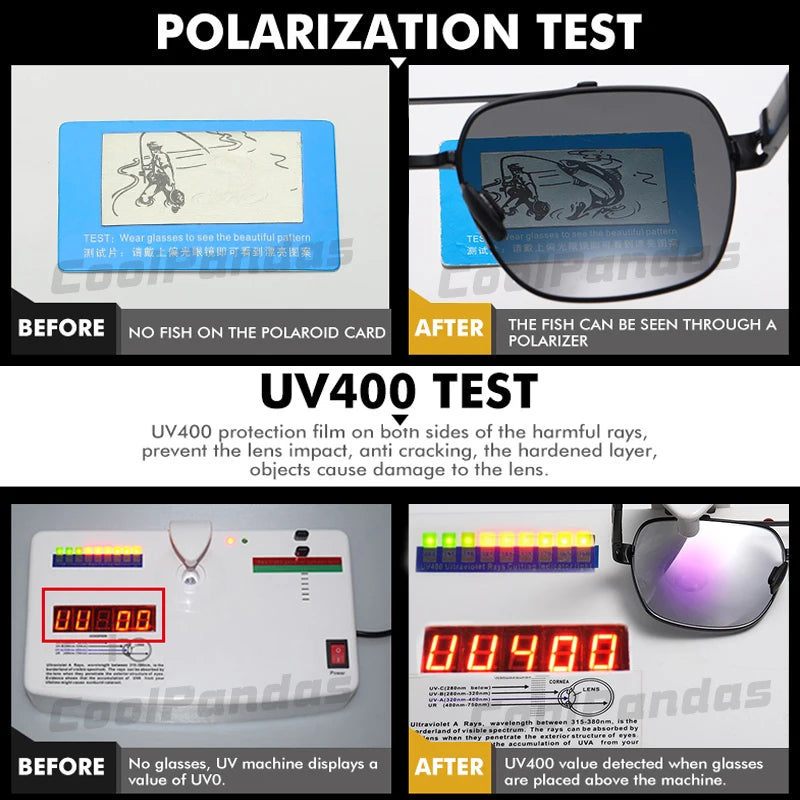 UV400 Polarized Photochromic Driving Sunglasses for Men and Women
