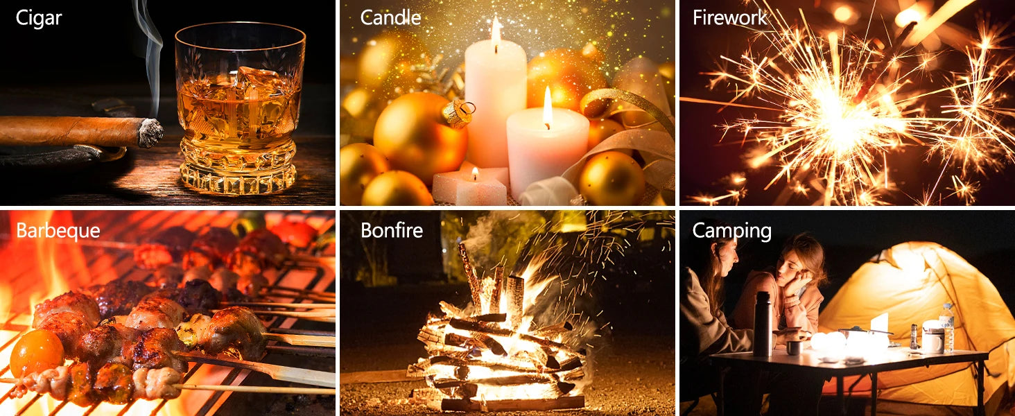 Cigar Lighter 4 Jet Flame, Refillable Butane Lighter with Cigar Cutter V Cut Cigar Punch Cigar Holder Cigar Draw Enhancer