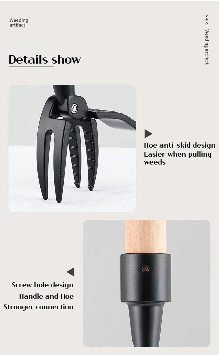 Portable Handheld Weeder Manual Weeding Tool for Root Removal Stand-Alone Design (No Pole)