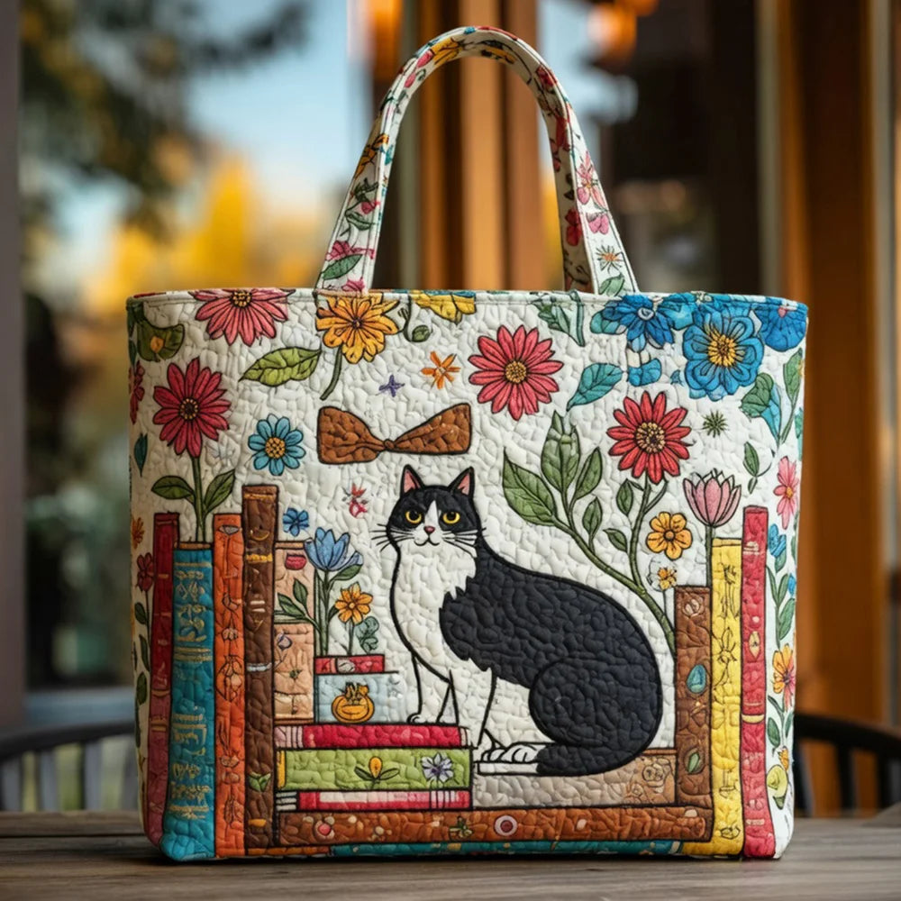 Vintage Quilted Canvas Tote Bag Large Capacity 3D Printed Shopping Handbag
