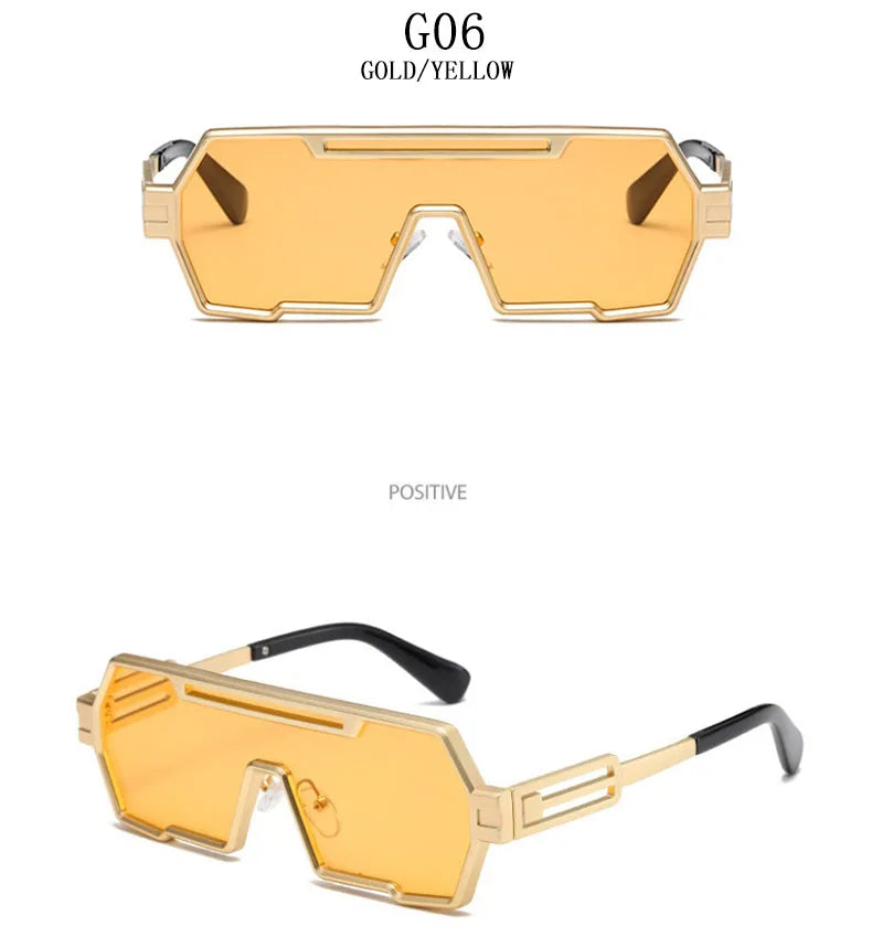 Square Steampunk Metal Sunglasses With UV400 Protection