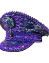 Violet Steampunk Captain Hat Rhinestone for Burning Man Festival Woman, Rave Festivals Accessories ＆ Party Caps for Man