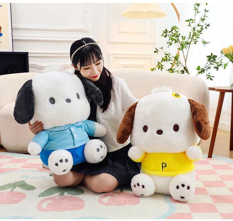 Cartoon Sanrio Pochacco Plush Toy Soft Stuffed Doll Cute Sofa Cushion Bedroom Decoration  Soothing Pillow  Anime Gift
