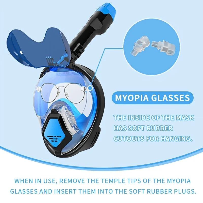 Snorkeling Mask For High-definition Anti Fog Foldable Swimming Fully Dry Myopia Diving Goggles