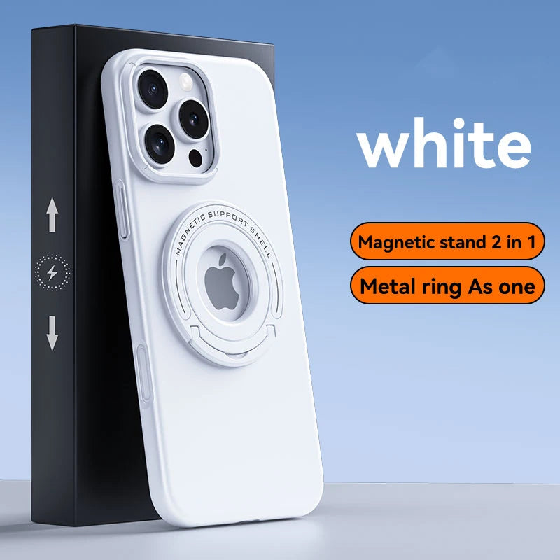 For Magsafe  Solid Color Matte Car Holder Shockproof Phone Case for iPhone 15 Pro Max 14 Pro Max Plus Back Cover