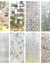 Wide 75/90 cm 3D Vinyl Window Privacy Film, Heat Insulation Rainbow Window Films, UV Protection Decorative Glass Stickers