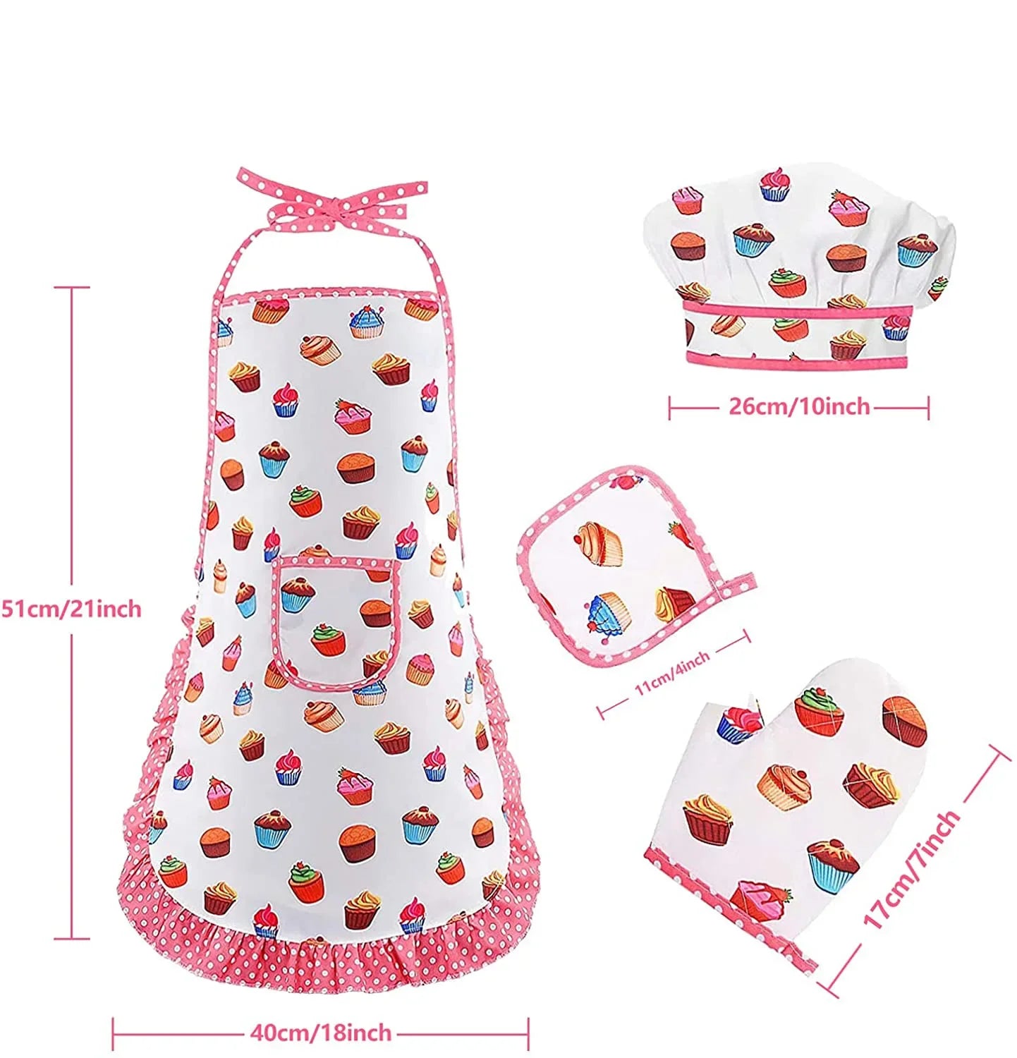 Apron for Little Girls 4/11Pcs Kids Kitchen Cooking Baking Pretend Play Set Simulation Pink Chef Baking Tool Play House Toys