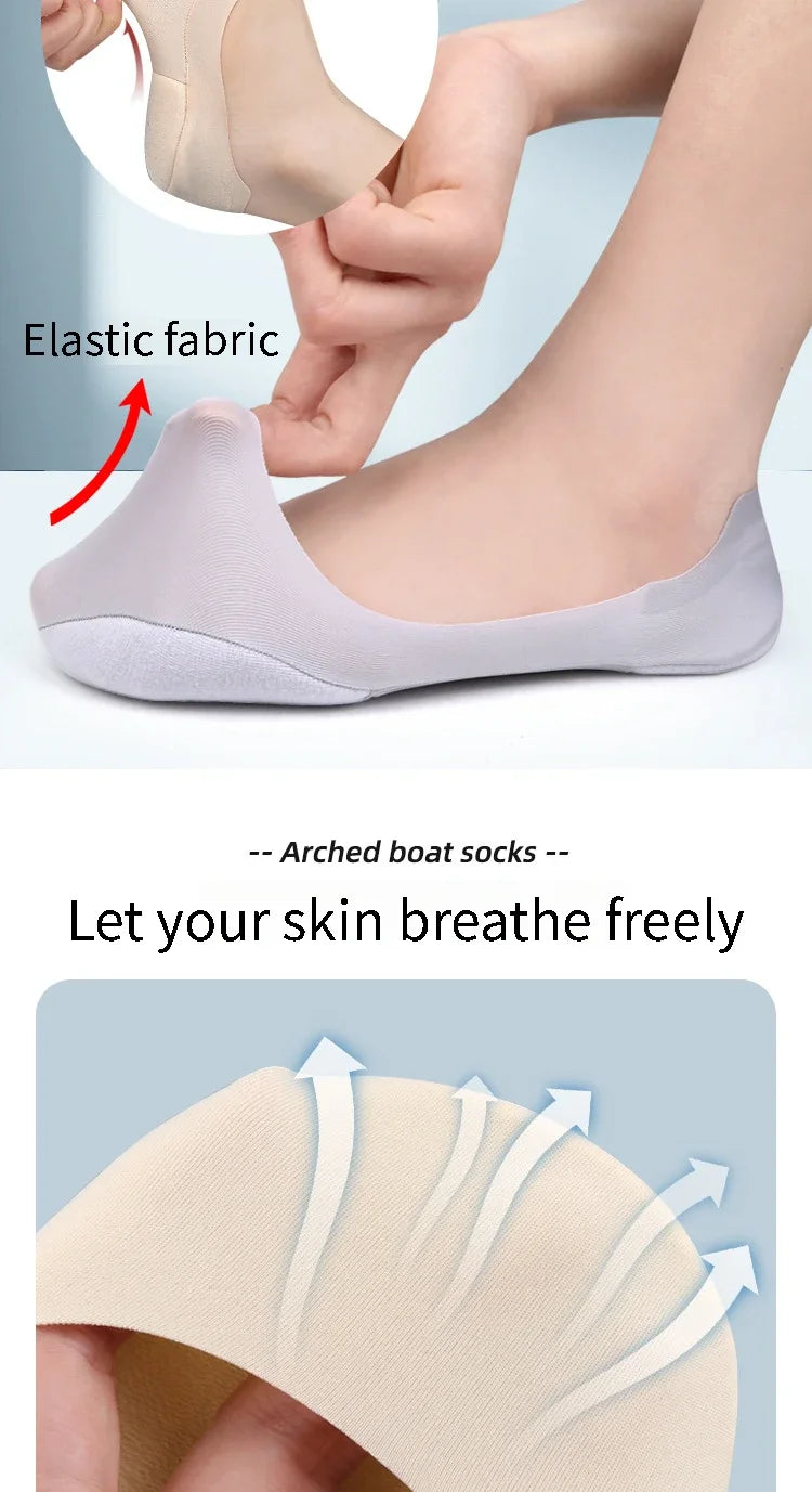 Women Boat Sock Plantar Fasciitis Shoes Insole Socks Insoles for Feet Shock Absorbing Shoe Sole Invisible Non slip Shoe pads