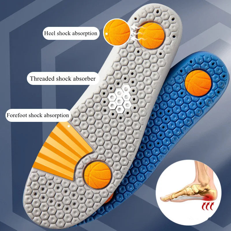 1Pair Sport Shoes Insoles Men Comfort Running Baskets Insole for Feet Shock Absorption Thick Shoe Sole Non Slip Shoe Pads