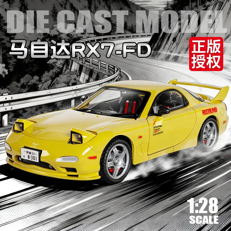 1 28 Scale Mazda RX7 FD Diecast Pull Back Model Car with Sound and Light