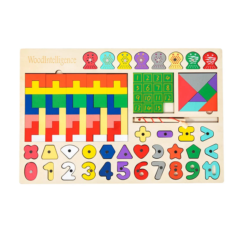 Montessori Wooden Educational Shape and Number Matching Puzzle Board