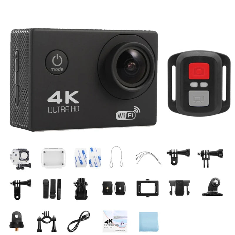 4K WiFi Action Camera with 2 Inch Screen and 30M Waterproof Case