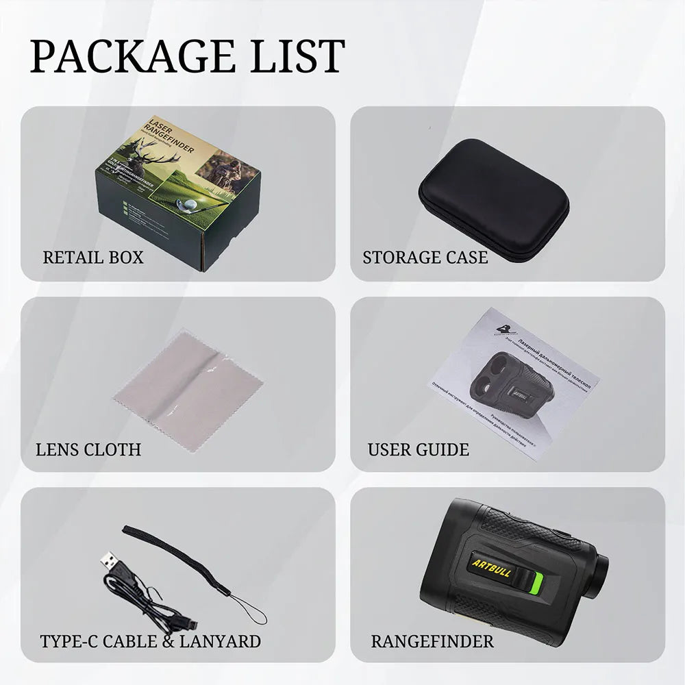 7 Modes Rechargeable Golf Laser Rangefinder with Magnet, Slope & Flag-Lock Vibration