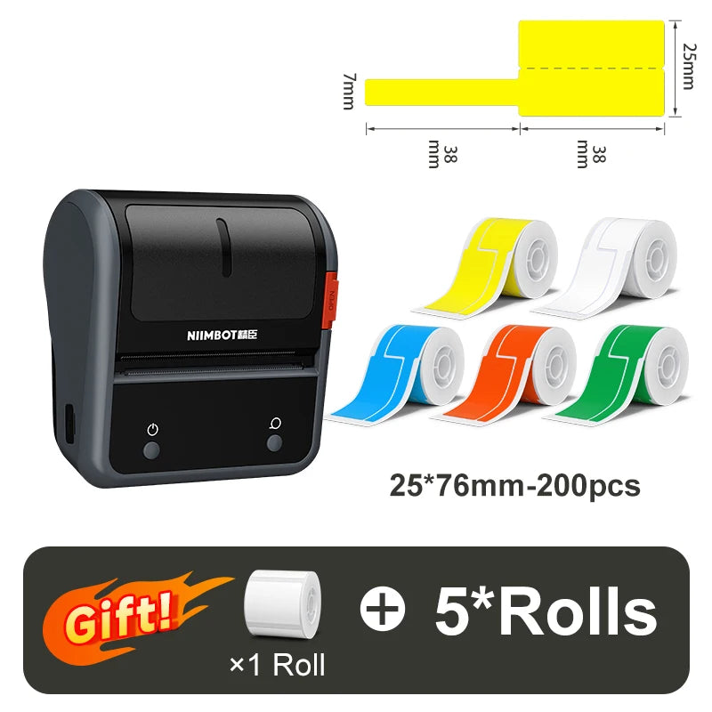 B3S Thermal Label Printer, Bluetooth Wireless Barcode Sticker Maker 20–75mm, Portable Inkless Label Printer for Jewelry, Clothing & Business