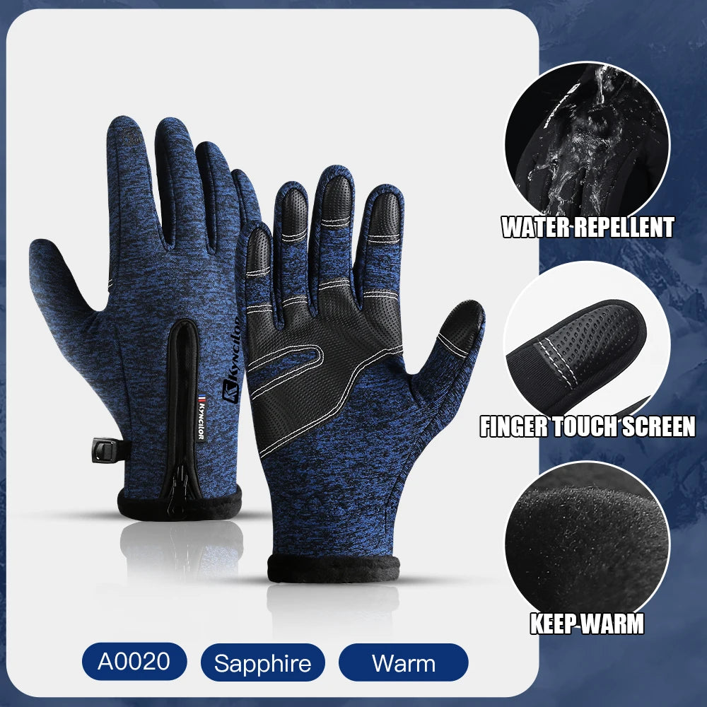 Outdoor Winter Riding Gloves Warm Touchscreen Wear Resistant Non-slip Zipper Cycling Motorcycle Gloves Men Hiking Working