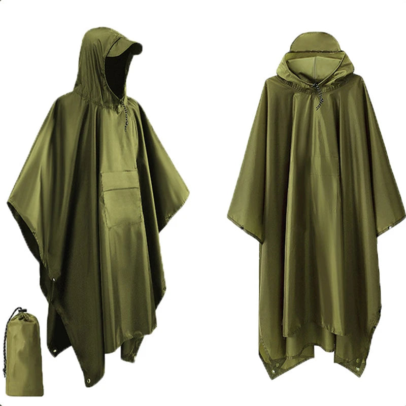 3 in 1 Military Camouflage Waterproof Rain Poncho with Hood
