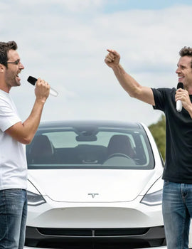 Q1-Tesla Car Karaoke Microphone for Tesla Model Y/3/X/Cybertruck, Rechargeable Caraoke Mic with USB-A & USB-C Receiver