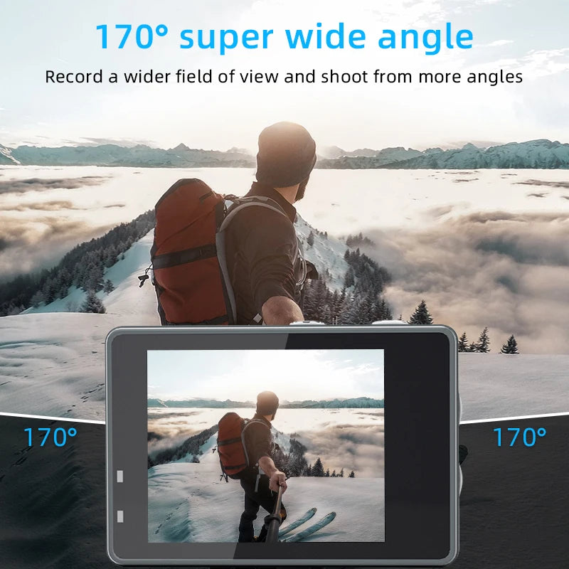 5K Action Camera Pro WiFi Waterproof Sports Camera with Remote Control EIS 1080P 60FPS for Bicycle Motorcycle Helmet
