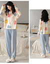 Women’s Cute Lazy Style Cotton Pajama Set – Soft, Loose Long Sleeves & Pants
