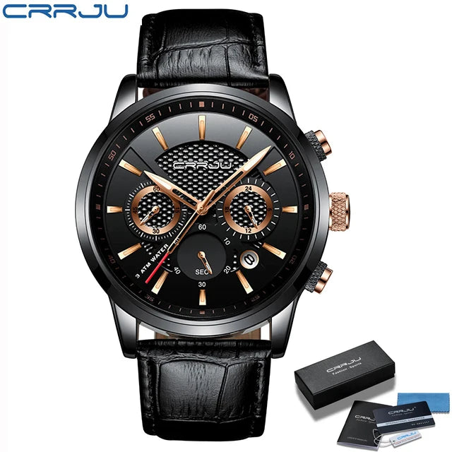 Man Watch Luxury Leather Wrist Watch Casual Chronograph Quartz Waterproof  Hot Sale Wristwatch