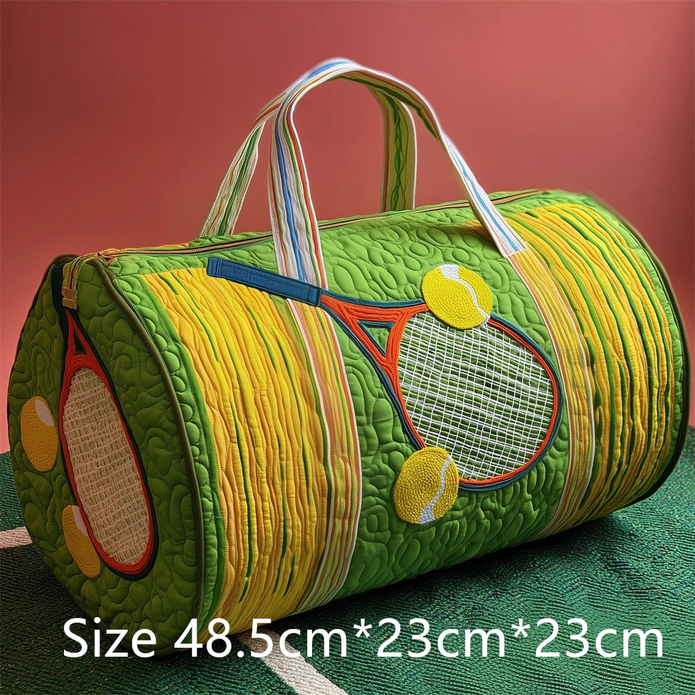 Tennis Racket 3D Printed Quilted Duffel Bag Large Capacity Sports Travel Gym Bag Fashion Weekender Overnight Bag for Men Women