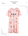 Women’s Cotton Nightgown – Korean Style Cute Print, Summer Short Sleeve Sleepwear Dress