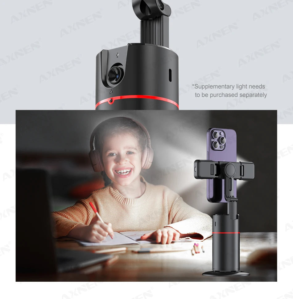 P02 360 Rotation Follow-up Gimbal Stabilizer Monopod Desktop Tracking Gimbal with Remote for Phone Live Photography