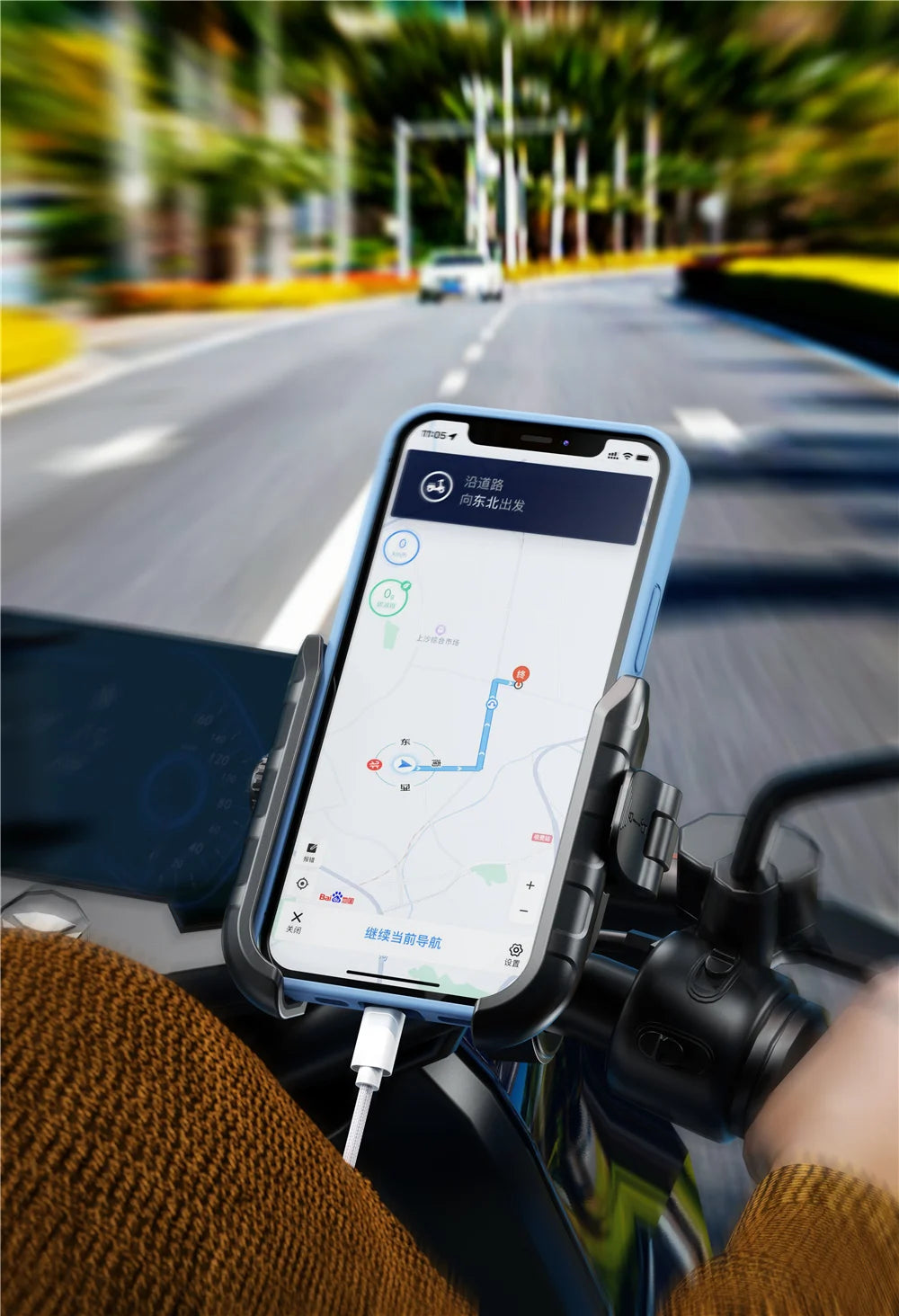 Motorcycle Phone Holder One-Touch Auto Quick Lock Bike Phone Mount ATV Bicycle Scooter Phone Holder with Aluminum Handlebar Base