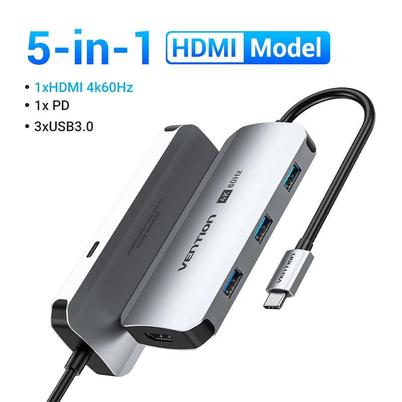 USB C HUB HDMI 4K60Hz RJ45 PD 100W USB Splitter Adapter USB 3.0 HUB For iPhone 15 Macbook Air Pro iPad Samsung Laptop PC
