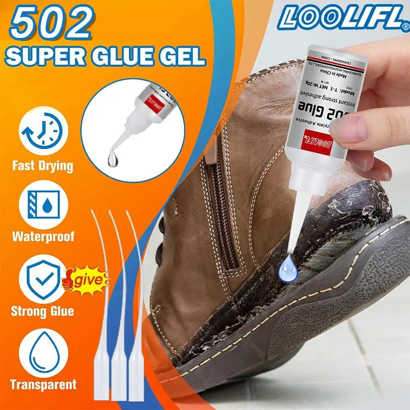 1-5pcs 502 Super Glue, Instant Glue, Quick Drying Cyanoacrylate Glue, Leather, Rubber, Wood, Metal, Glass, Strong Bonding, Liquid Glue Tool, 20ml, Long Lasting Sticky, No Turning White