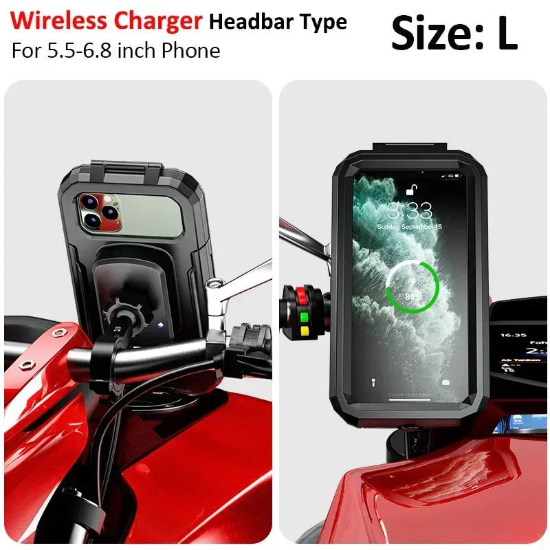 Motorcycle Wireless Charger Holder QC 3.0 Fast Charging Motorbike Phone Waterproof Cellphone Bicycle Stand For iPhone Samsung