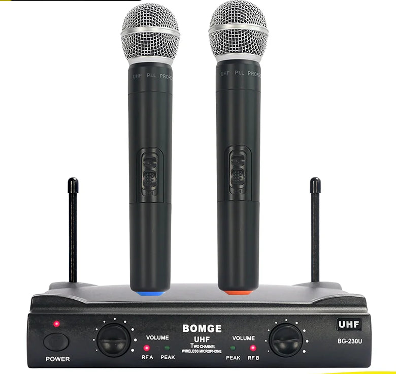Dual Channel UHF Wireless Handheld Microphone System for Karaoke Events and Presentations