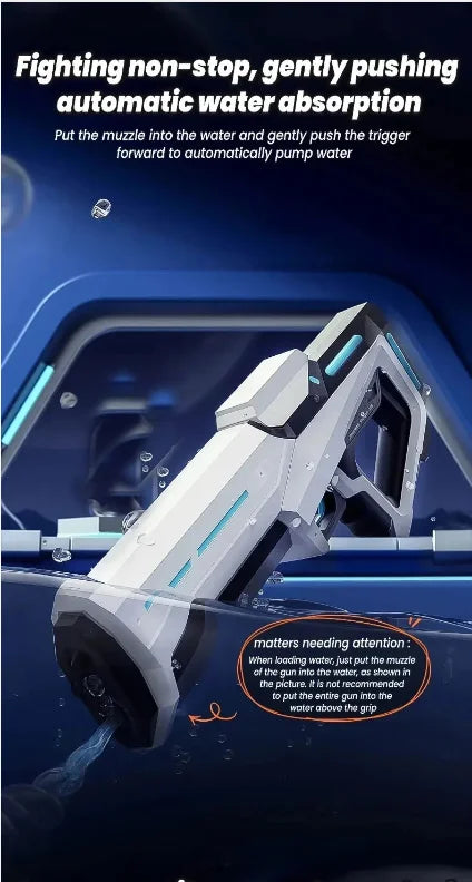 Electric Water Gun with Automatic Water Absorption Rechargeable Outdoor Water Blaster