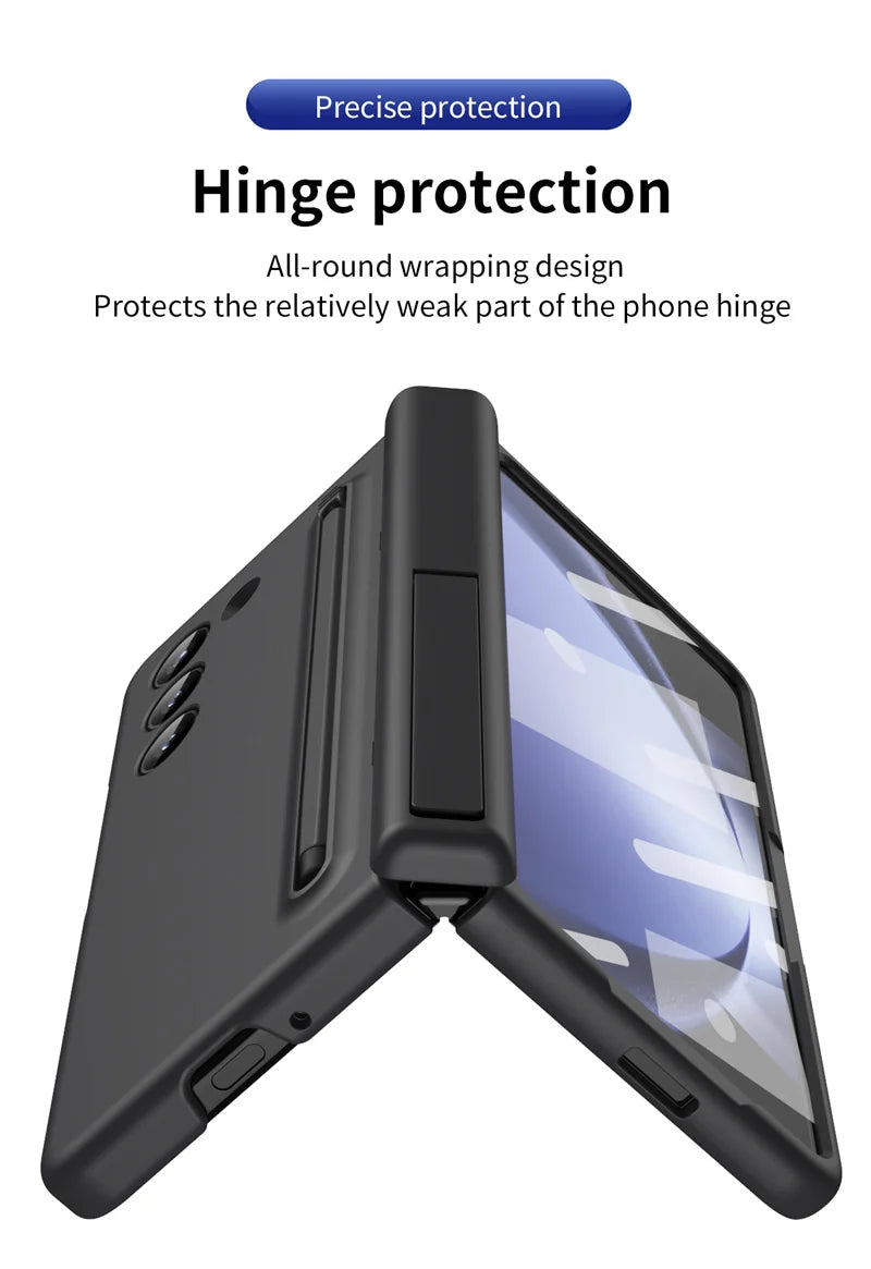 Hard PC Armour Hinge Bracket Fold5 Protection Cover for Samsung Galaxy Z Fold 6 5 4 3 With Pen Holder Slot Screen Protector Case