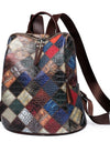 Patchwork Leather Backpacks Large Capacity Travel School Bag Retro Shoulder Bag Bagpack