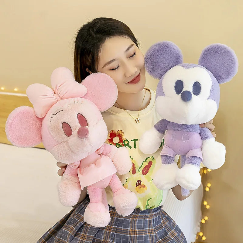 Kawaii Mickey Minnie Plush Toy Couple Doll Stuffed Dolls Animal Kids Birthday Gift for Girls Soft Cuddly Pillow Pal Wholesale