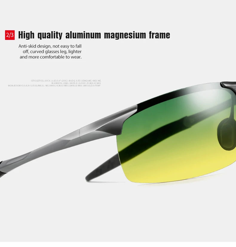 Aluminum Frame Photochromic Polarized UV400 Day Night Driving Safety Sunglasses for Men