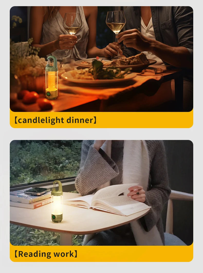 Rechargeable LED Camping Light Hanging Flashlight with 3 Light Modes SOS Emergency Portable Lantern