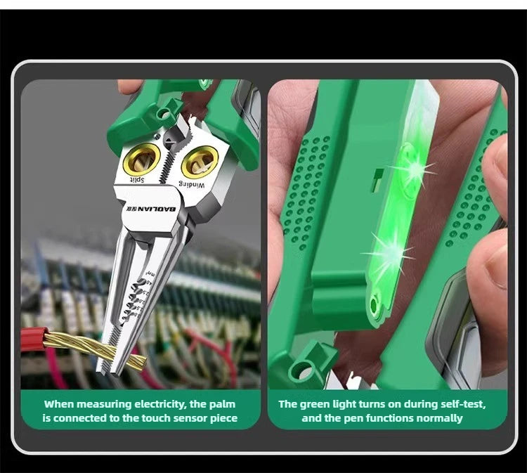 Multifunctional Wire Stripper Electrician's Pliers 8-in-1 Stainless Steel Needle-nose Pliers with Wire Measuring Hand Tools