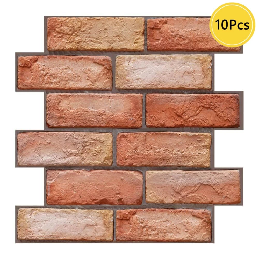 10pcs 3D Wall Sticker Self-adhesive Faux Brick Wall Panel Peel and Stick Kitchen Tile Backsplash Bathroom Wall Tile Sticker