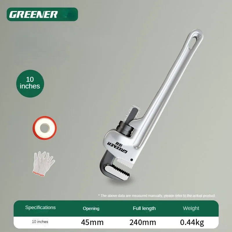 8/12/14/18 inch Pipe Wrench 40% Lighter Adjustable Aluminum Plumbing Wrench Heavy Duty Straight Pipe Wrenches Jaw Max Capacity