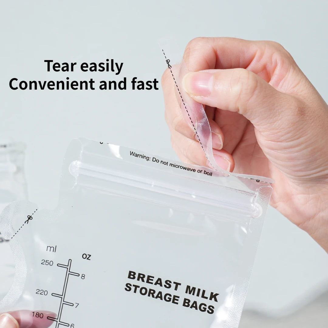 60/90Pieces Breast Milk Storage Bag Baby Snack Fruit Sealing Bag Double Layer Safety Material Outdoor Portability